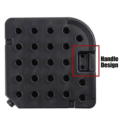 Top view of black HDPE Beefy Water Or Sand Filled 4 Square Plate Umbrella Base For Cantilever Offset Patio Market Umbrella Stand