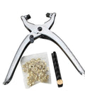 Top Rack Interchangeable Rivet Plier And Grommet Eyelet Snap Fastener Hand Press Kit For Belts Shoes Fabric Leather Crafting Easy Grip Setup with grommets and tools.