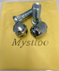 M12x1.5 Chrome Wheel Lug Nut Stud Set For Honda And Acura Vehicles, 4-piece set close-up on yellow background