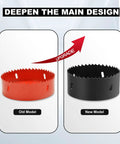 Comparison of old and new Heavy Duty 5/8 Inch 16mm M42 Bi-Metal Hole Saw Set with Hex Shank Arbor, showing design upgrade