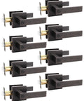 8 Pack Oil Rubbed Bronze Privacy Door Handles For Interior Doors Vintage Square Levers Heavy Duty Bedroom And Bathroom