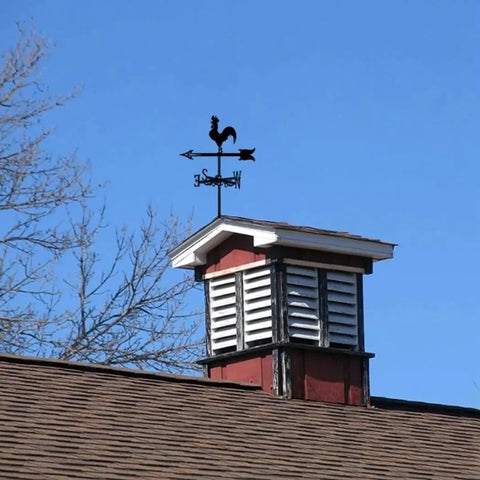 Rooster Weather Vane Silhouette Art Black Metal Wind Vane Kit For Garden Roof Yard Outdoor Decor Durable Outdoor Bird Weathervane Farmhouse Cupola Barn Top Bracket