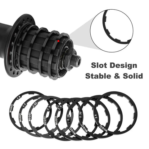 8 Piece Aluminum Alloy Bike Flywheel Hub Washer Spacer Set With Seven Sizes 1.0mm 1.5mm 1.85mm 2.0mm 2.18mm 2.35mm 2.5mm For MTB Road Bike