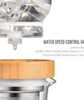 Water speed control valve of Top Shelf 800 Milliliter Glass Ice Drip Cold Brew Coffee Maker with smooth flow filter.