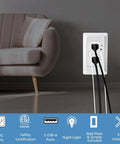 Super Handy Wall Outlet With Night Light Attached, 15 Amp USB Receptacle Featuring Auto Sensor LED Cover Plate with two USB ports.