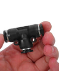 Push To Connect Pneumatic Air Hose Fittings Kit With 8Mm Tube OD To Three Eighths Inch Npt Thread Male Elbow And Straight Quick Connects For Industrial Machinery And Lab Use, black T fitting