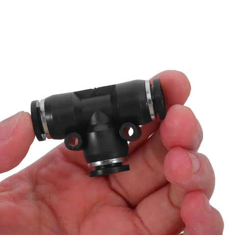 Push To Connect Pneumatic Air Hose Fittings Kit With 8Mm Tube OD To Three Eighths Inch Npt Thread Male Elbow And Straight Quick Connects For Industrial Machinery And Lab Use, black T fitting