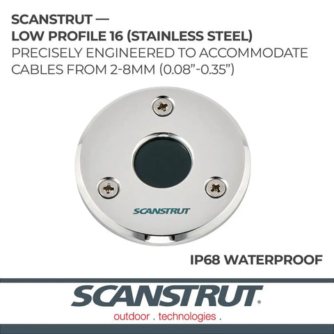 Heavy Duty Low Profile Cable Weatherproof Grommet Crafted From Marine Grade Stainless Steel For Solar Panels And Light Bars Featuring Drop Dead Tough IP68 Watertight Sealing With Zero Hassle Quick Install, low profile 16 for cables 2-8mm.