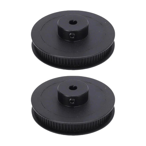 Built Tough Aluminum Alloy Single Groove Web Sheave 6mm V Belt Pulley With Slick Matte Coating, top view of two pulleys.