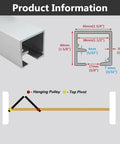 Premium Bi Fold Sliding Barn Door Hardware Kit With Sturdy Aluminum Track Set dimensions and assembly details on a diagram.