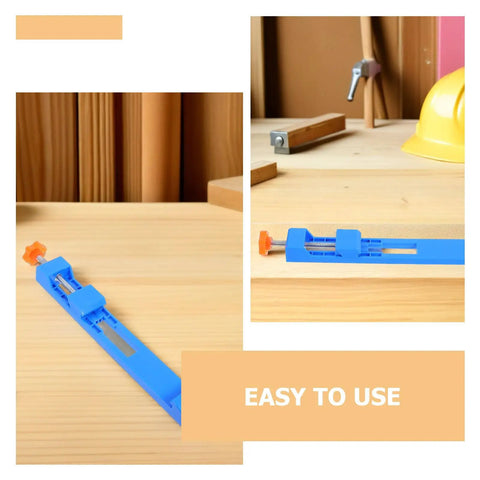 2pc Adjustable Cutting Guide Base For Circular Saw With Quick Setup, blue plastic cutting guide tool on wooden surface.