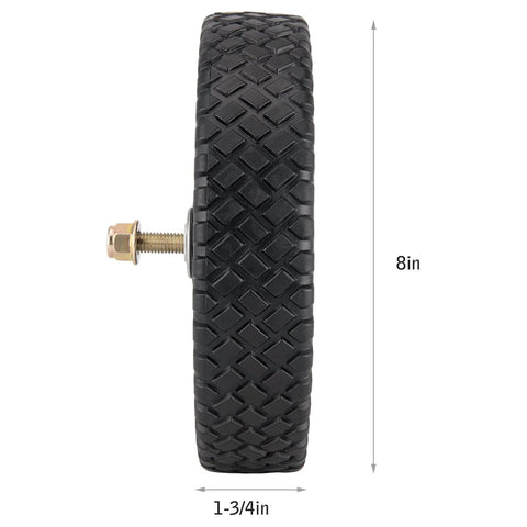 Side view of 2 Pack 8 Inch Lawn Mower Wheels With Inner And Outer Bearings Fits Most Standard Push Mowers Includes Bolts And Nuts