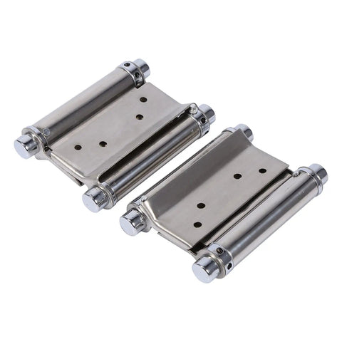 2 Pack Slick Double Action Spring Hinges For Self Closing Cafe Doors Built From Tough Stainless Steel, 75mm size.