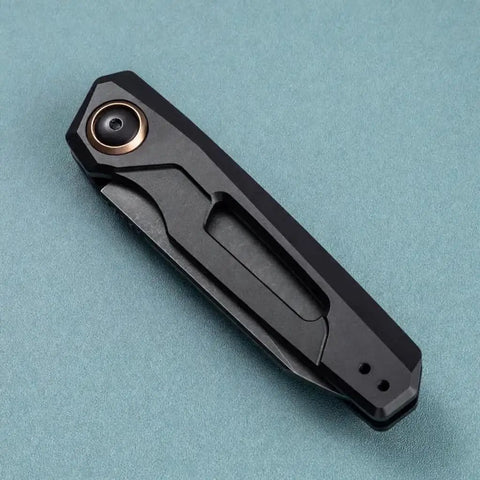 Go To EDC Folding Knife With Aluminum Handle, Ultra Lightweight 60G, closed view showing reversible pocket clip