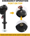Front view of Pafessa USA 12V electric RV trailer tongue jack with touchpad controls, black steel, 4,000 lb lift.