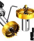 Titanium Plated HSS Hole Saw Set For Angle Grinder With M10 Threaded Pro-Grade Metal Cutter, showing 45mm size and adapter.