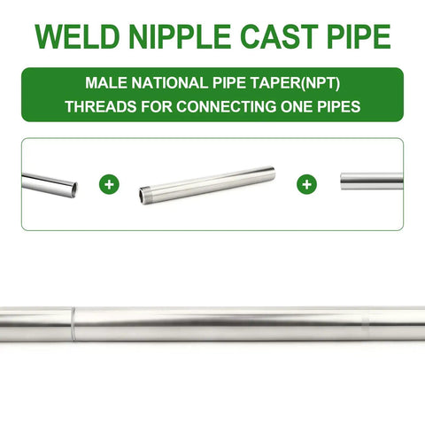 304 Stainless Steel Weld Nipple Pipe Fittings One Inch NPT Male Threaded 16 Inch Length Cast Pipe For Plumbing and DIY Projects