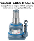 Low Pro 10 Ton Double Ram Bottle Jack For Low Clearance Lifts From Four And Seven Eighths Inches To Eight And Seven Eighths Inches, Compact Welded Hydraulic Jack With Shorty Stature And Solid Stable Build front view
