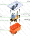 Diagram of Polished Chrome Shower System Kit Full Wall Mount With 12 Inch Rainfall Head, dual valves, brass valve connections
