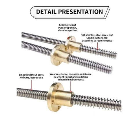 Road Proven Heavy Duty T16 Left Hand Trapezoidal Lead Screw Paired With Durable Brass Nut Delivers Slick Linear Motion Low Friction Operation Top Shelf Gear For 3D Printer Cnc 900 Mm