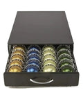 Large Capacity Coffee Pod Storage Drawer With A Slick Glide Rail, Heavy Duty Capsule Organizer Rack displaying colorful coffee pods.