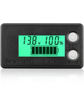 Waterproof Battery Monitor For 12V To 72V Systems With LCD Display And Green Backlight Voltage And Capacity Tester showing 13.8V 100%