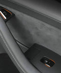 Clean 11 Piece Interior Window Switch Covers And Door Control Button Trim Kit For Tesla Model 3 And Model Y 2017 To 2023 on black door panel.