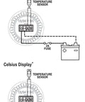 Volt and temp meter wiring diagram for Compact Dope Mini OLED DC Voltmeter In Blue Display For Boats And RVs Measures Voltage.