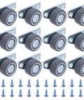 12 Piece Mini Profile Casters With 1 2 Inch Directional Wheels For Furniture DIY Projects Smooth Rolling Low Profile Fixed Wheels
