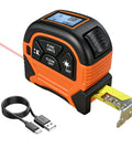 2-In-1 Laser Tape Measure With 197 Ft Laser Range And 16 Ft Manual Tape, Magnetic Hook, Pythagorean, Area And Volume Calculator, Digital Measuring Tool For Woodworking And DIY Projects, orange black