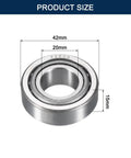 Heavy Duty Tapered Roller Bearing Cone And Cup Set With 20mm Bore, 42mm Outer Diameter, 15mm Cup Width, Chrome Steel ABEC 3