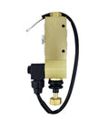 Side view of 5-Port Directional Control Valve With 30mm Solenoid And Manual Override, brass and steel for heavy-duty use.