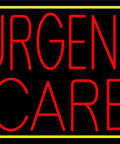 Red 'URGENT CARE' LED Neon Sign 24 Inch Tall By 31 Inch Wide With Black Square Cut Acrylic Backing And Dimmer For Indoor Use in clubs.