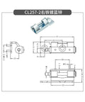 Technical drawing of Heavy Duty Detachable Folding Concealed Hinge for Cabinets and Doors, Ferro-Hinge CL257-2 with dimensions.