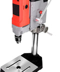 Piefeak 1050w Bench Drill Press With Vice, Adjustable 6 Speed 50-2500rpm for Wood and Metal Working, featuring sturdy metallic base.