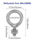 10 Pack M4 Eyebolt With Nut Stainless Steel Beefy Heavy Duty Screw Eye Bolts With Nuts 4mm Thread 11mm Shank Ring Shoulder Design