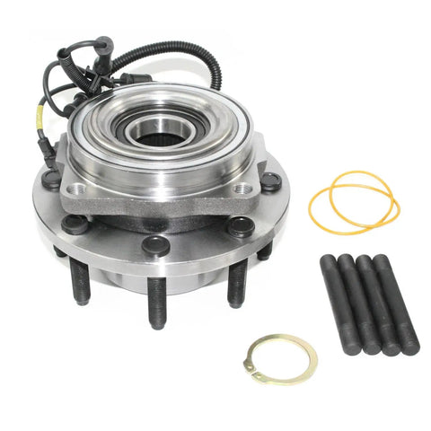 Front Wheel Bearing And Hub Assembly For 2011 To 2016 Ford F250 F350 Super Duty 4WD SRW, forged flange, heat treated steel, hub kit.