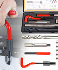 15 Piece Helicoil Thread Repair Kit For Automotive Use M14x1.5 Stainless Steel Thread Inserts in use, tools displayed in case