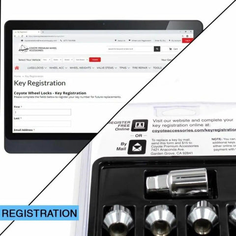 Key registration for Five Beefy Locking Wheel Lug Nuts With Key For Aftermarket Wheels One Half Inch To Twenty Thread Closed End Bulge