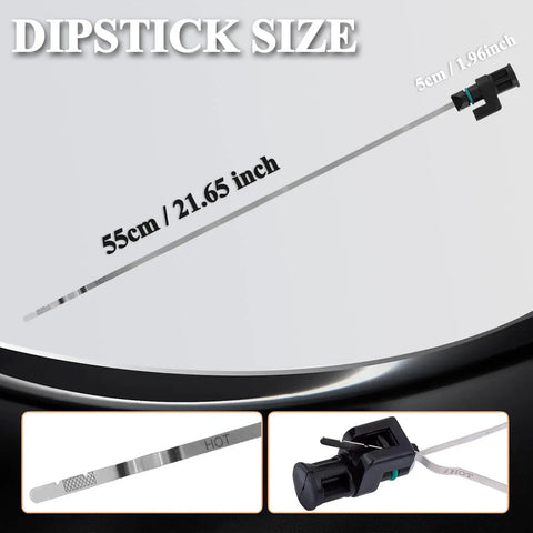 CVT Transmission Oil Level Dipstick Gauge Replacement Kit For Nissan Altima 2007-2023, Rogue 2013-2023, Maxima Murano 2006-2023 2.5L Direct Fit Oil Dipstick Assembly 31086-JA00A, showing dipstick size and details.