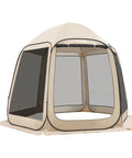Pop Up Screen House Tent For Four To Eight People 10 By 9.2 Feet Portable Gazebo With beige netting sides visible