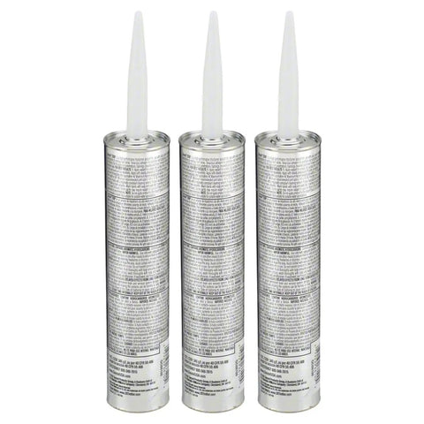 Heavy Duty Construction Tripolymer Elastomeric Sealant For Roofing And Trim Crystal Clear 10.3 Oz Tubes, three pack view.