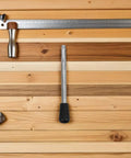 Two Pack M10 Threaded Clamping Rod Handles Metal Revolving Handwheel displayed on wooden surface.