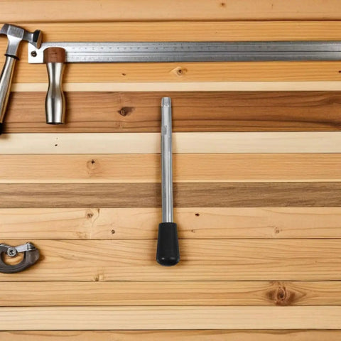 Two Pack M10 Threaded Clamping Rod Handles Metal Revolving Handwheel displayed on wooden surface.