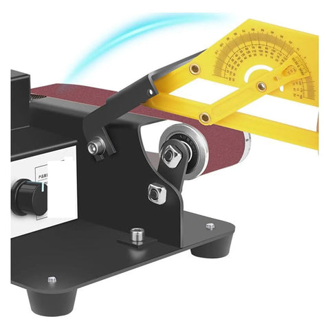 Heavy Duty Pneumatic Mini Belt Sander And Air Powered Belt Grinder For Deburring Collision Repair showcasing adjustable speed dial and sanding belt.