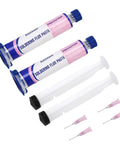 No Clean Solder Flux Paste For Electronics Soldering With Desoldering Wick, 10cc syringes with needles and caps, easy cleanup