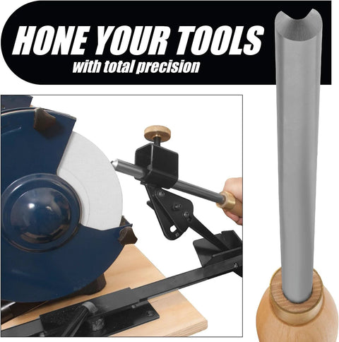 Peachtree Pro Grind sharpening system for 8-inch grinders with quad jig and setup blocks front view