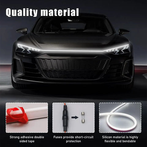79 Inch Exterior Hood LED Light Strip For Cars Flexible Daytime Running Light Waterproof Auto LED Strip on car