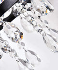 Close-up of crystal droplets from Crystal Wall Sconce Set Of 2 Indoor Wall Lamps With Lattice Drum Shade For Bedroom Bedside Living Room Black Finish Durable Solid Metal Construction Slick Modern Home Decor.