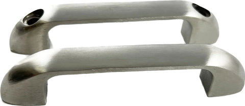 Cast Stainless Steel Dual Sided Door Pull Set For 1 Inch Doors With Included Fasteners, Two Pulls, shown from above